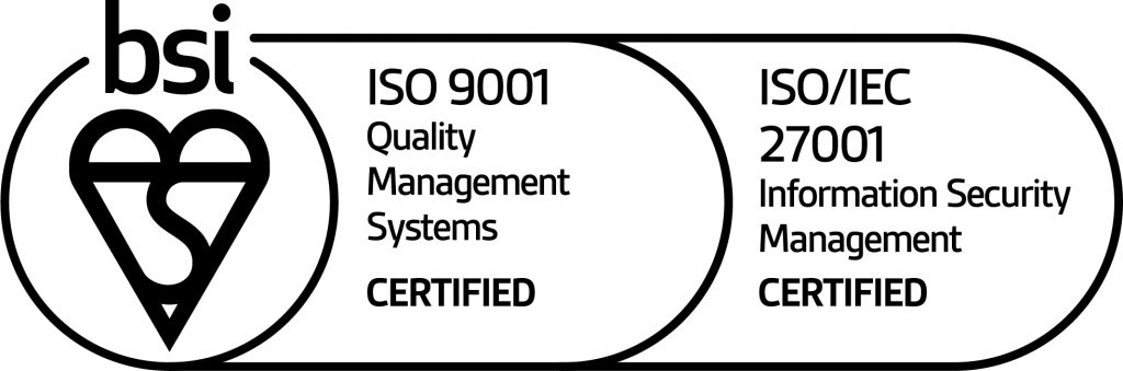 Iso 9001 and 27001 certification logo